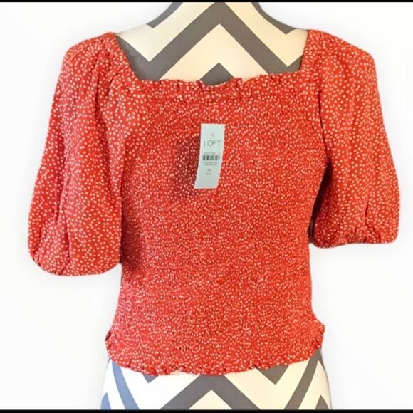 Loft XSP Orange & White Cropped Top NWT (LR4) - Picture 2 of 5